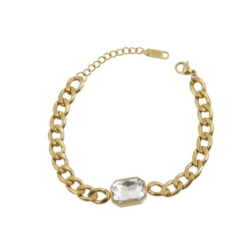 Stainless Steel Chain Bracelet with Rectangle Cubic